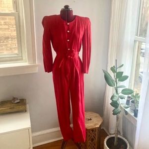 Vintage Retro Red 80s Jumpsuit